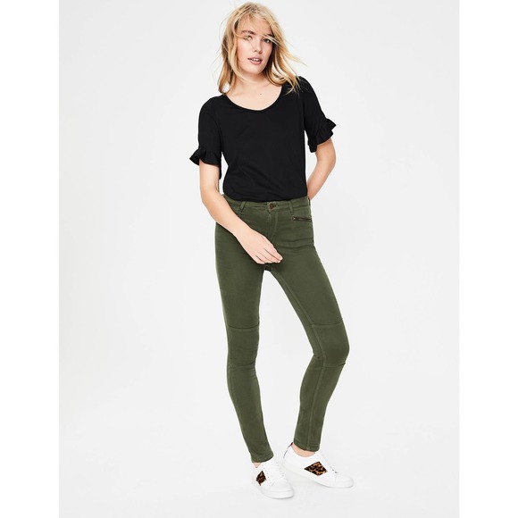 Boden Brighton Biker Skinny Jeans‎ in Marsh Army Green Size 4P Olive Green Moto - Picture 3 of 16